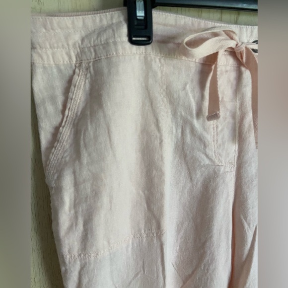 Per Se by Carlisle Linen Blend Cropped Drawstring Light Pink Pants Sz 1X - Picture 2 of 8